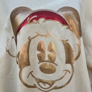 Christmas Mickey Mouse Walt Disney World spirit jersey. Sequin Mickey wSanta hat